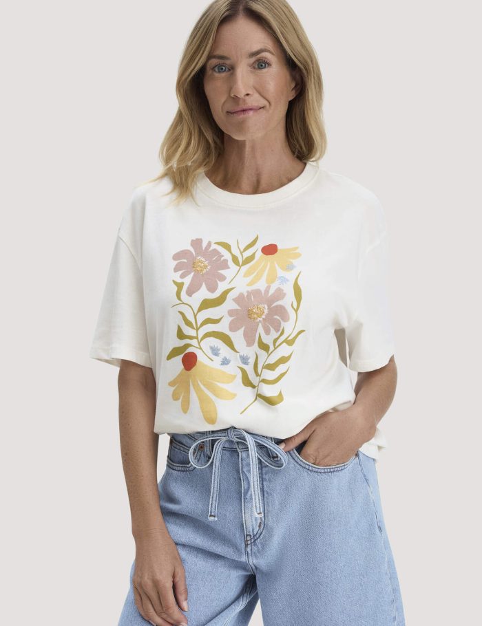 hessnatur Damen Print T-Shirt Oversize aus Bio-Baumwolle - weiß hessnatur Damen Print T-Shirt Oversize aus Bio-Baumwolle - weiß