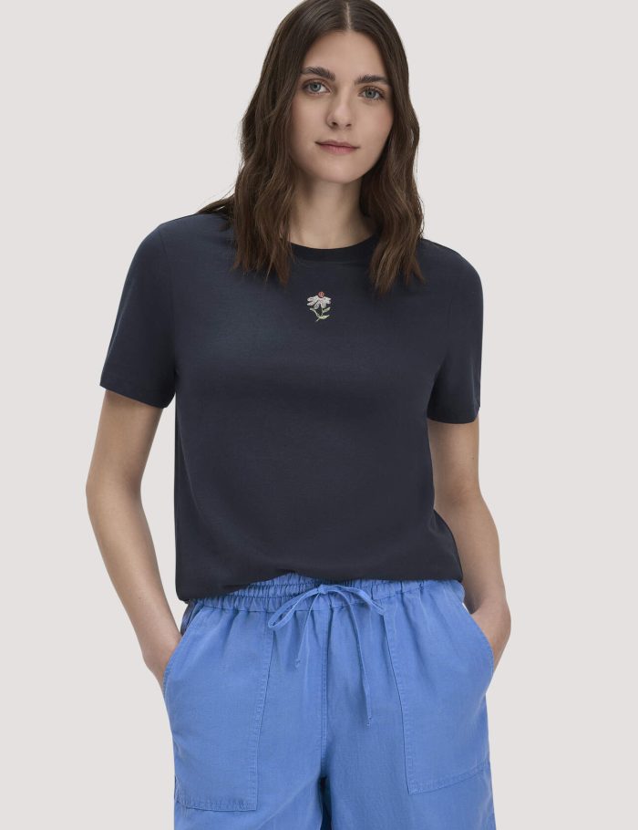 hessnatur Damen Print T-Shirt Relaxed aus Bio-Baumwolle - blau hessnatur Damen Print T-Shirt Relaxed aus Bio-Baumwolle - blau