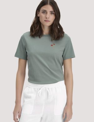 hessnatur Damen Print T-Shirt Relaxed aus Bio-Baumwolle - grün