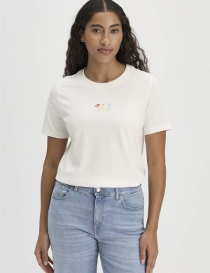 hessnatur Damen Print T-Shirt Relaxed aus Bio-Baumwolle - weiß