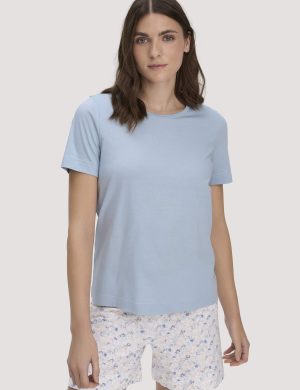hessnatur Damen Pyjama PURE COTTON aus Bio-Baumwolle - blau