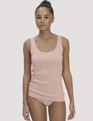 hessnatur Damen Rundhals Tanktop im 2-Pack PURE COTTON aus Bio-Baumwolle - rosa