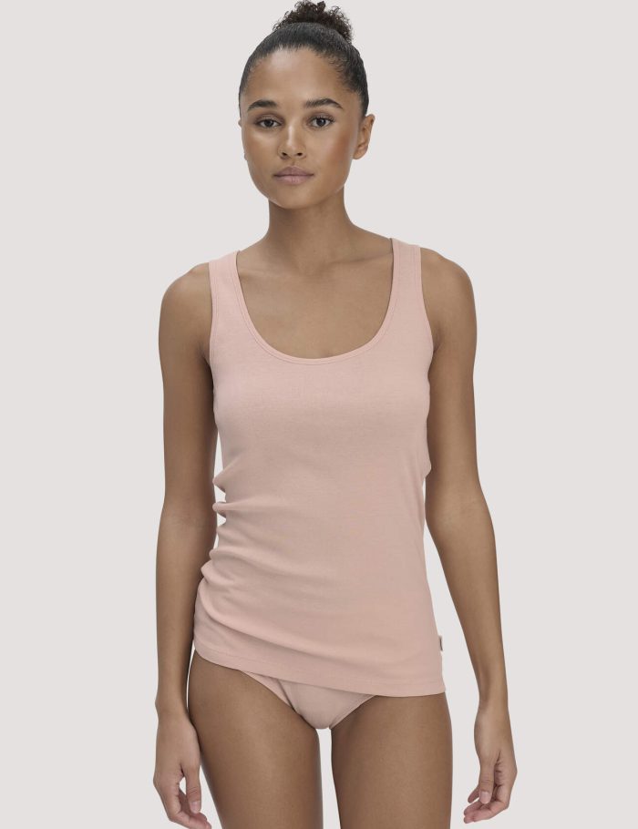 hessnatur Damen Rundhals Tanktop im 2-Pack PURE COTTON aus Bio-Baumwolle - rosa