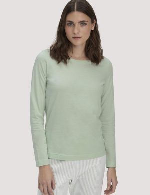 hessnatur Damen Schlaf Shirt PURE COTTON aus Bio-Baumwolle - grün