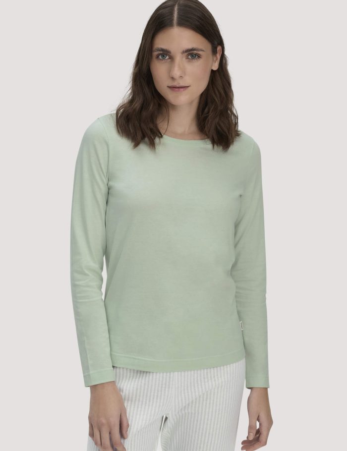 hessnatur Damen Schlaf Shirt PURE COTTON aus Bio-Baumwolle - grün