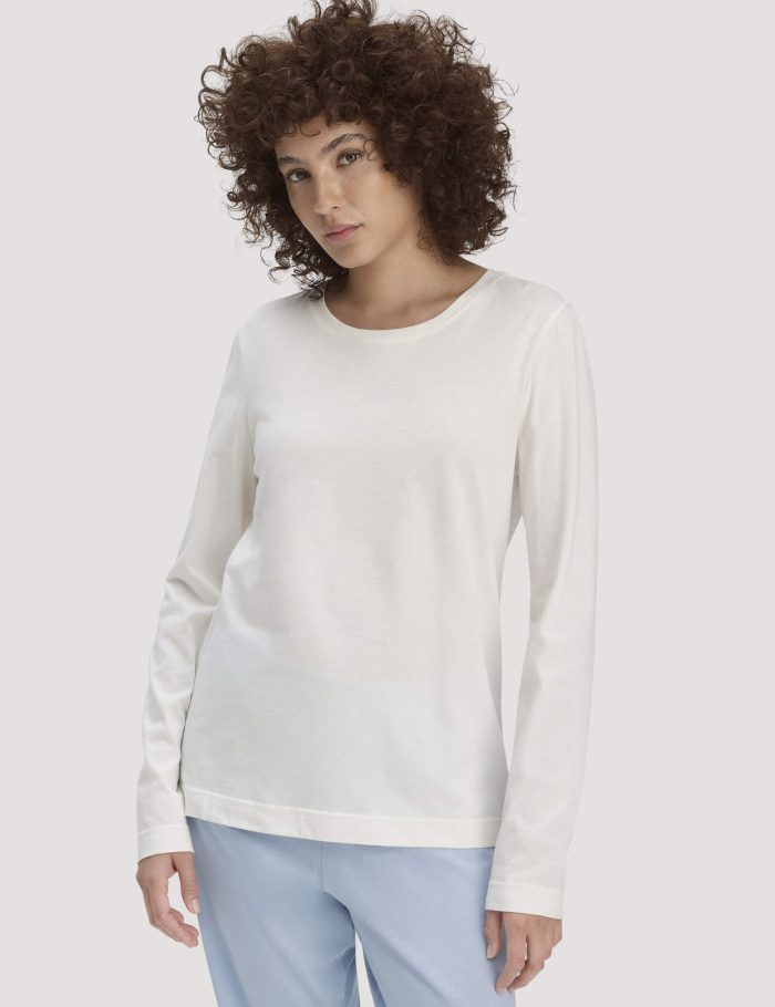 hessnatur Damen Schlaf Shirt PURE COTTON aus Bio-Baumwolle - weiß