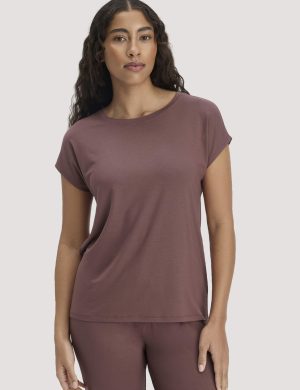 hessnatur Damen Schlaf T-Shirt PURE FLOW aus TENCEL™ Modal - braun