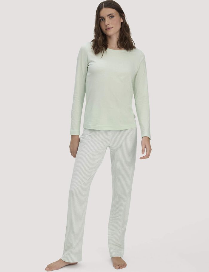 hessnatur Damen Schlafhose PURE COTTON aus Bio-Baumwolle - grün