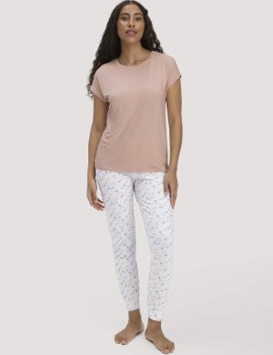 hessnatur Damen Schlafhose PURE COTTON aus Bio-Baumwolle - rosa