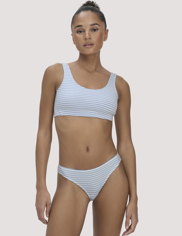 hessnatur Damen Slip Regular Cut im 3er-Pack COTTON FEEL aus Bio-Baumwolle - blau