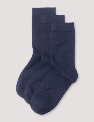 hessnatur Damen Socken im 3er-Pack aus Bio-Baumwolle - blau - Größe 38-40