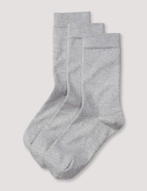 hessnatur Damen Socken im 3er-Pack aus Bio-Baumwolle - grau - Größe 35-37