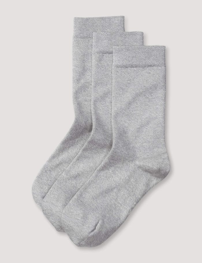 hessnatur Damen Socken im 3er-Pack aus Bio-Baumwolle - grau - Größe 41-43