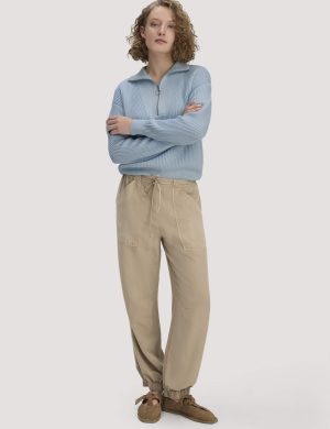 hessnatur Damen Soft Utility Hose aus TENCEL™ Lyocell mit Leinen - beige