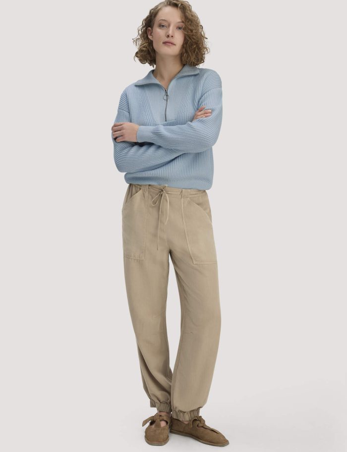 hessnatur Damen Soft Utility Hose aus TENCEL™ Lyocell mit Leinen - beige