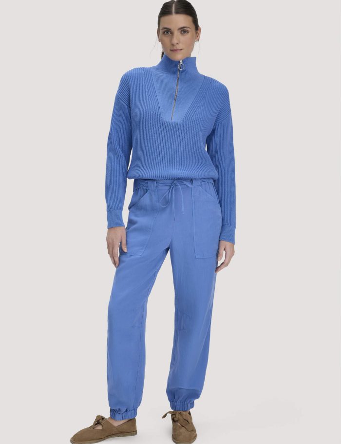hessnatur Damen Soft Utility Hose aus TENCEL™ Lyocell mit Leinen - blau hessnatur Damen Soft Utility Hose aus TENCEL™ Lyocell mit Leinen - blau