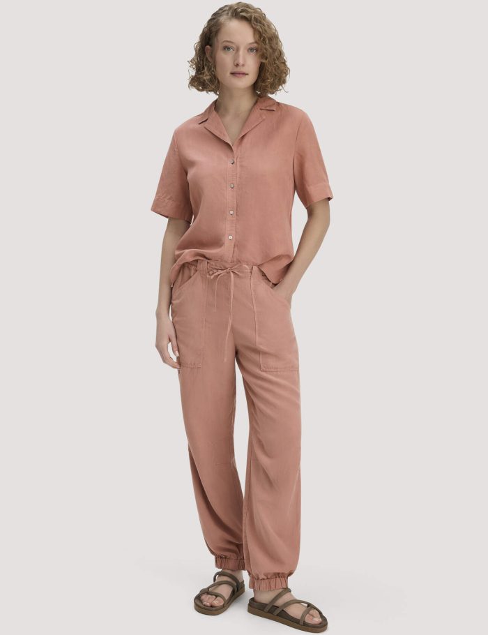 hessnatur Damen Soft Utility Hose aus TENCEL™ Lyocell mit Leinen - rosa hessnatur Damen Soft Utility Hose aus TENCEL™ Lyocell mit Leinen - rosa