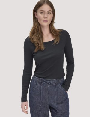 hessnatur Damen Softrib Longsleeve Fitted aus Bio-Baumwolle und TENCEL™ Modal