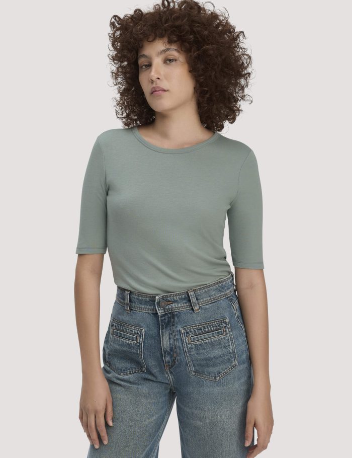 hessnatur Damen Softrib T-Shirt Fitted aus Bio-Baumwolle und TENCEL™ Modal - grün hessnatur Damen Softrib T-Shirt Fitted aus Bio-Baumwolle und TENCEL™ Modal - grün