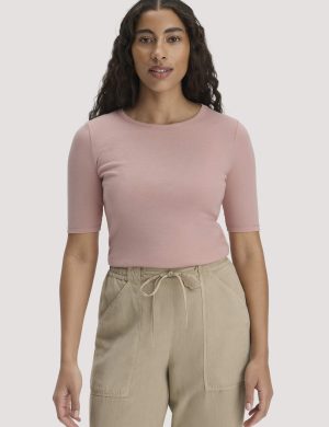 hessnatur Damen Softrib T-Shirt Fitted aus Bio-Baumwolle und TENCEL™ Modal - rosa
