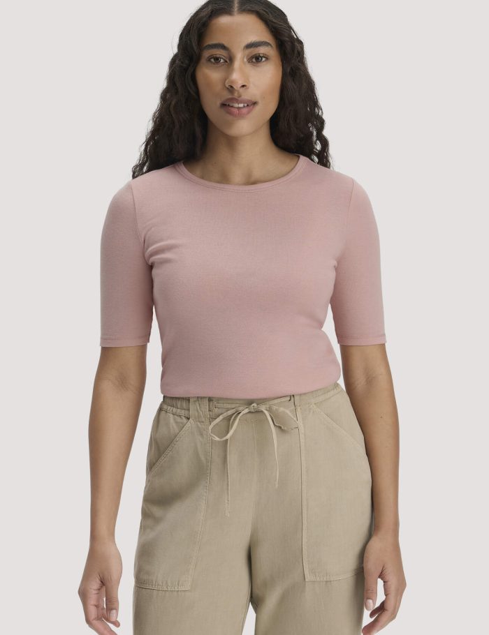 hessnatur Damen Softrib T-Shirt Fitted aus Bio-Baumwolle und TENCEL™ Modal - rosa