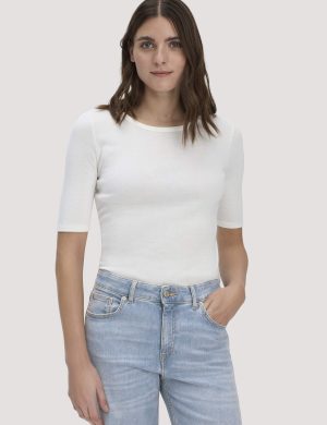 hessnatur Damen Softrib T-Shirt Fitted aus Bio-Baumwolle und TENCEL™ Modal - weiß