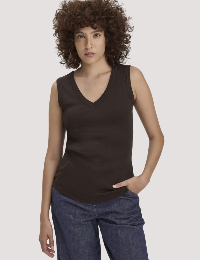 hessnatur Damen Softrib Top Fitted aus Bio-Baumwolle und TENCEL™ Modal - braun hessnatur Damen Softrib Top Fitted aus Bio-Baumwolle und TENCEL™ Modal - braun