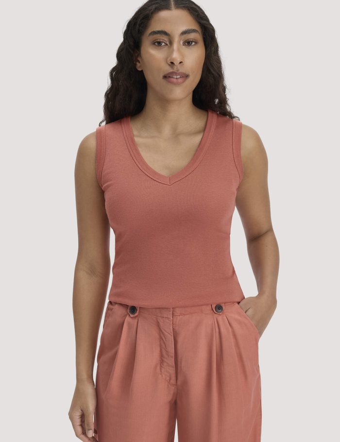 hessnatur Damen Softrib Top Fitted aus Bio-Baumwolle und TENCEL™ Modal - orange hessnatur Damen Softrib Top Fitted aus Bio-Baumwolle und TENCEL™ Modal - orange