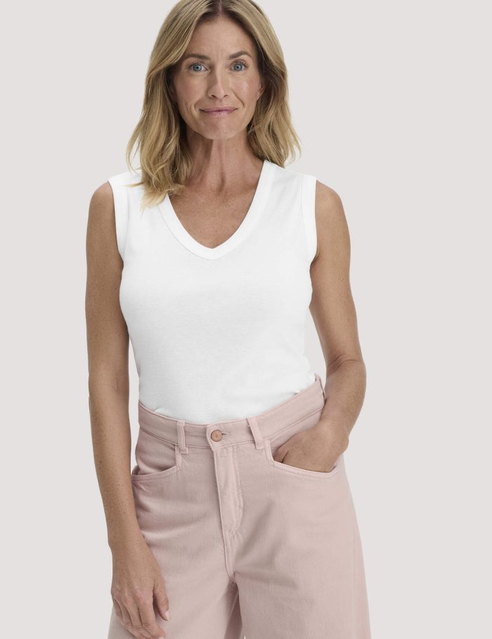 hessnatur Damen Softrib Top Fitted aus Bio-Baumwolle und TENCEL™ Modal - weiß hessnatur Damen Softrib Top Fitted aus Bio-Baumwolle und TENCEL™ Modal - weiß