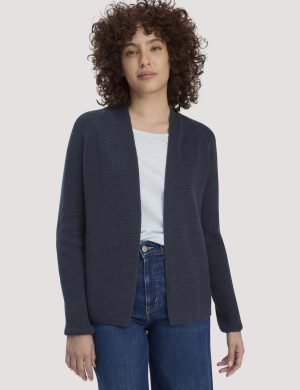 hessnatur Damen Strick Jacke Regular aus Bio-Baumwolle - blau