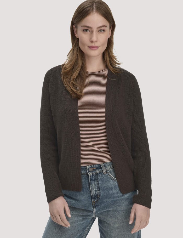 hessnatur Damen Strick Jacke Regular aus Bio-Baumwolle - braun