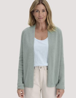 hessnatur Damen Strick Jacke Regular aus Bio-Baumwolle - grün
