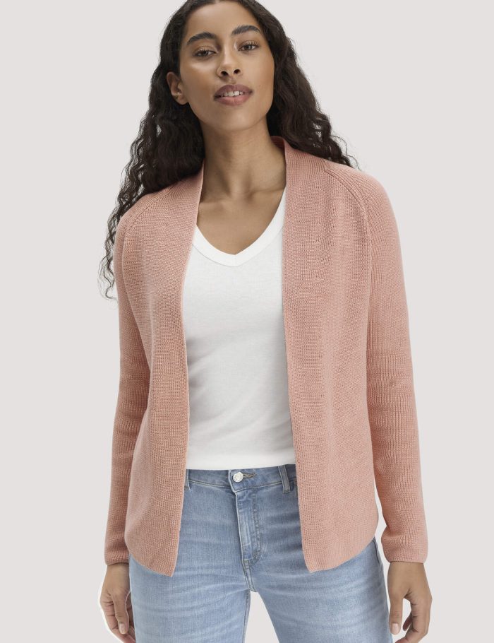 hessnatur Damen Strick Jacke Regular aus Bio-Baumwolle - rosa hessnatur Damen Strick Jacke Regular aus Bio-Baumwolle - rosa
