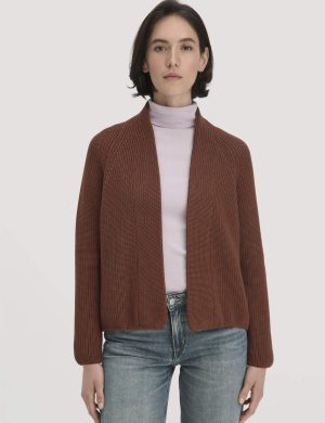 hessnatur Damen Strick Jacke Relaxed aus Bio-Baumwolle - braun