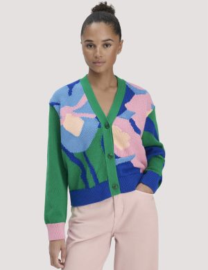 hessnatur Damen Strick Jacke Relaxed LIV LEE aus Bio-Baumwolle - grün