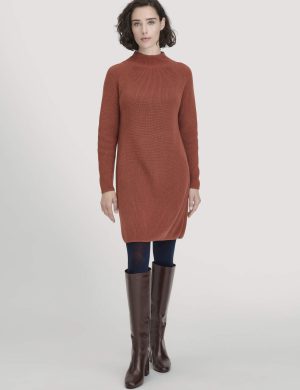 hessnatur Damen Strick Kleid Regular aus Bio-Baumwolle - braun