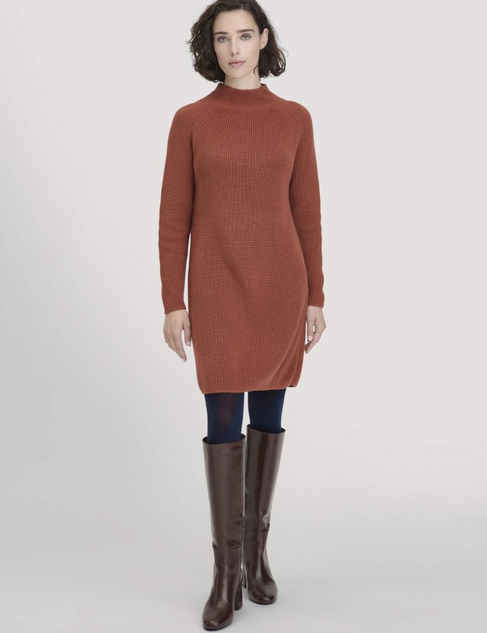 hessnatur Damen Strick Kleid Regular aus Bio-Baumwolle - braun