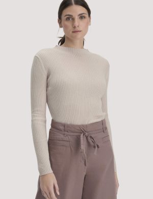 hessnatur Damen Strick Pullover Fitted aus TENCEL™ Lyocell mit Bio-Baumwolle - beige