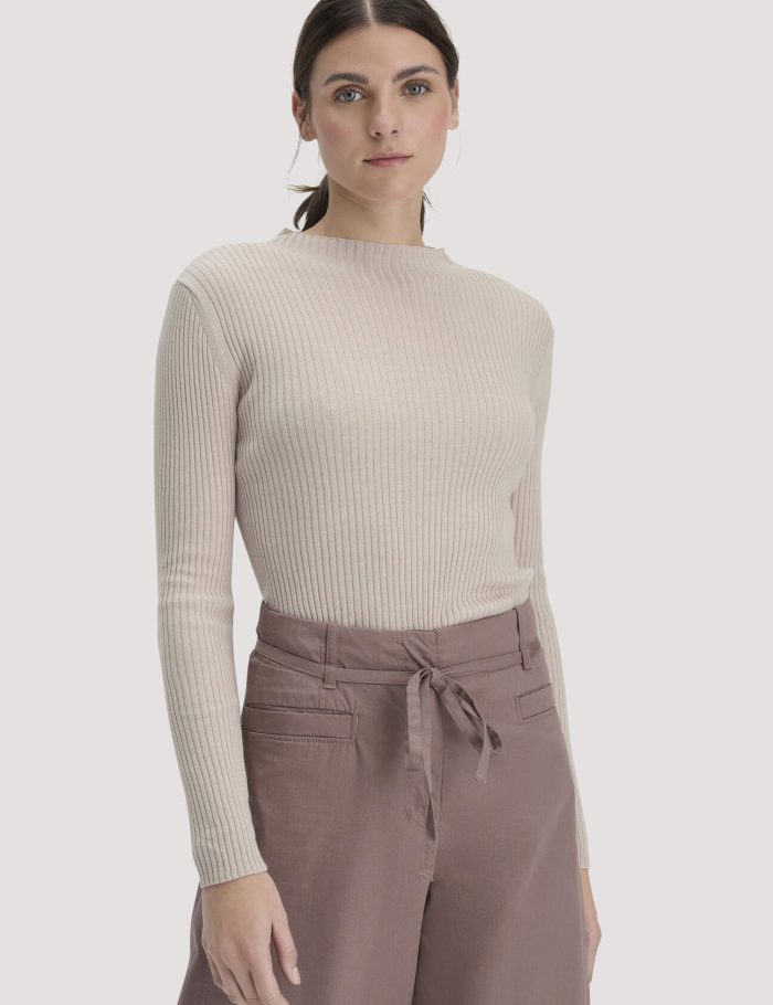 hessnatur Damen Strick Pullover Fitted aus TENCEL™ Lyocell mit Bio-Baumwolle - beige