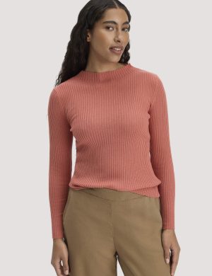 hessnatur Damen Strick Pullover Fitted aus TENCEL™ Lyocell mit Bio-Baumwolle - orange