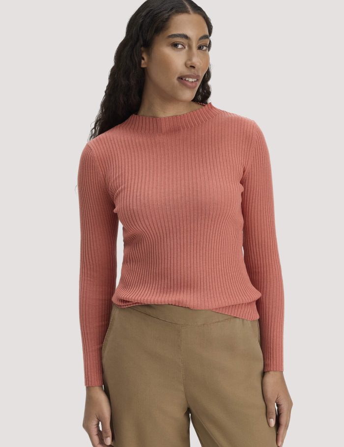 hessnatur Damen Strick Pullover Fitted aus TENCEL™ Lyocell mit Bio-Baumwolle - orange