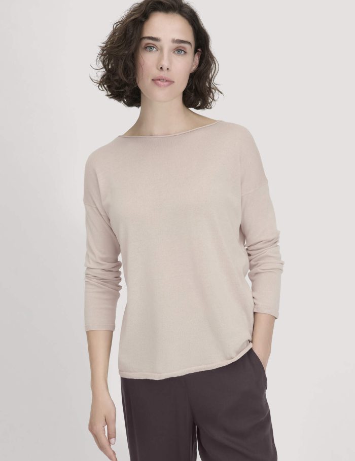 hessnatur Damen Strick Pullover Oversize aus TENCEL™ Lyocell mit Bio-Baumwolle - beige