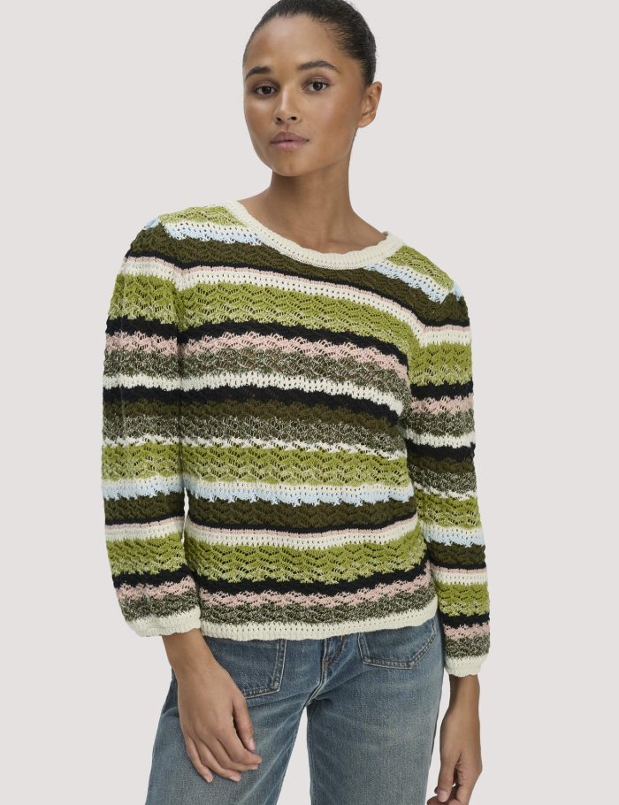 hessnatur Damen Strick Pullover Regular aus Baumwolle - grün