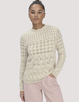 hessnatur Damen Strick Pullover Regular aus Bio-Baumwolle - beige