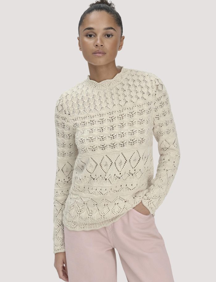 hessnatur Damen Strick Pullover Regular aus Bio-Baumwolle - beige