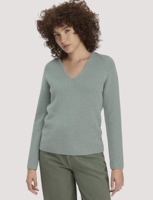 hessnatur Damen Strick Pullover Regular aus Bio-Baumwolle - grün