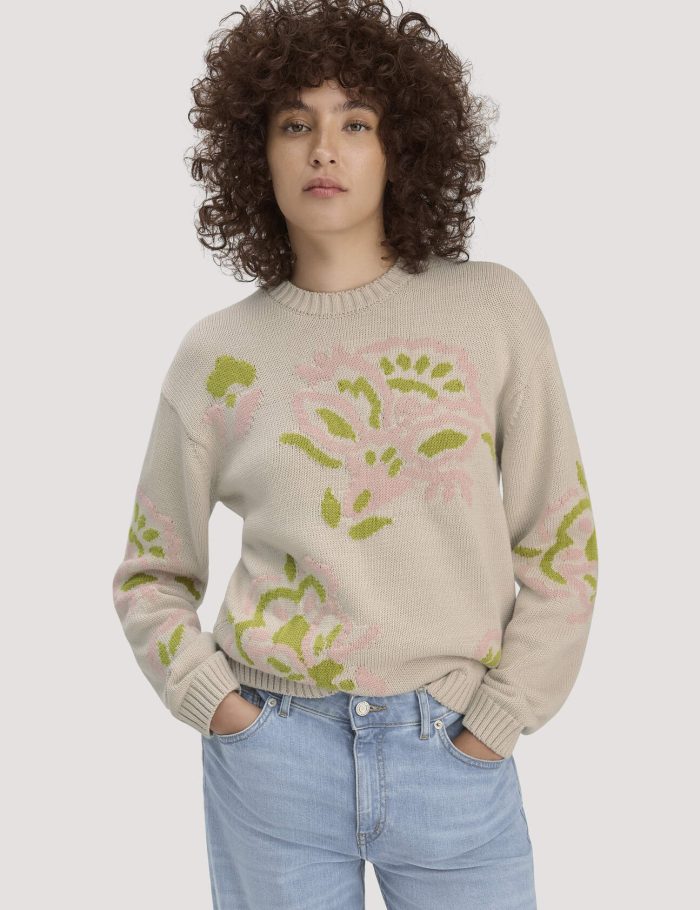 hessnatur Damen Strick Pullover Relaxed aus Baumwolle - beige