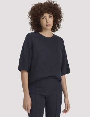 hessnatur Damen Strick Pullover Relaxed aus Bio-Baumwolle - blau