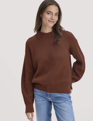 hessnatur Damen Strick Pullover Relaxed aus Bio-Baumwolle - braun