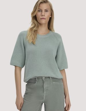hessnatur Damen Strick Pullover Relaxed aus Bio-Baumwolle - grün
